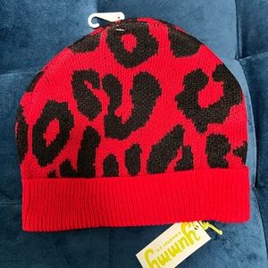 New Red Leopard Print Beanie